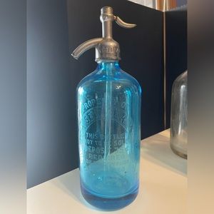Vintage Blue Glass Seltzer Bottle.
